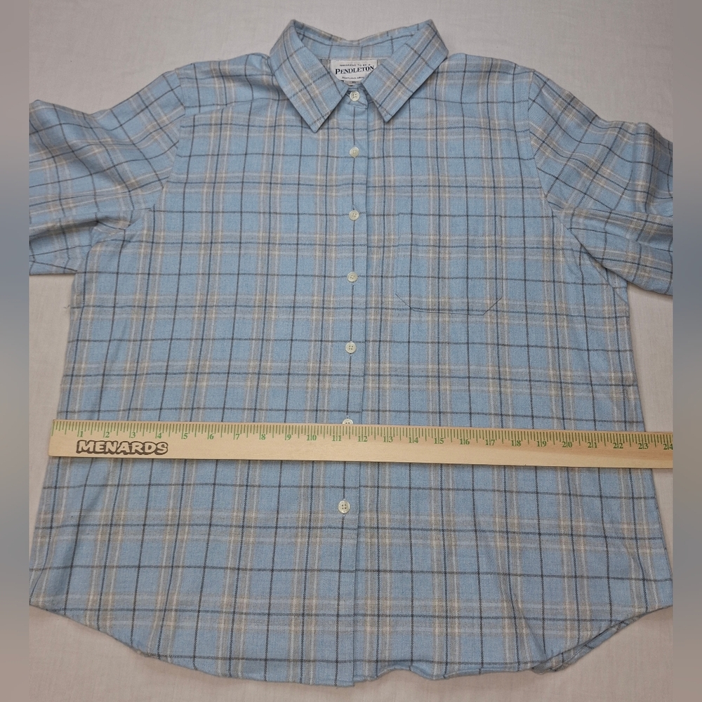 Pendleton long-sleeve cotton flannel light blue plaid Mens Xl - Picture 3 of 5